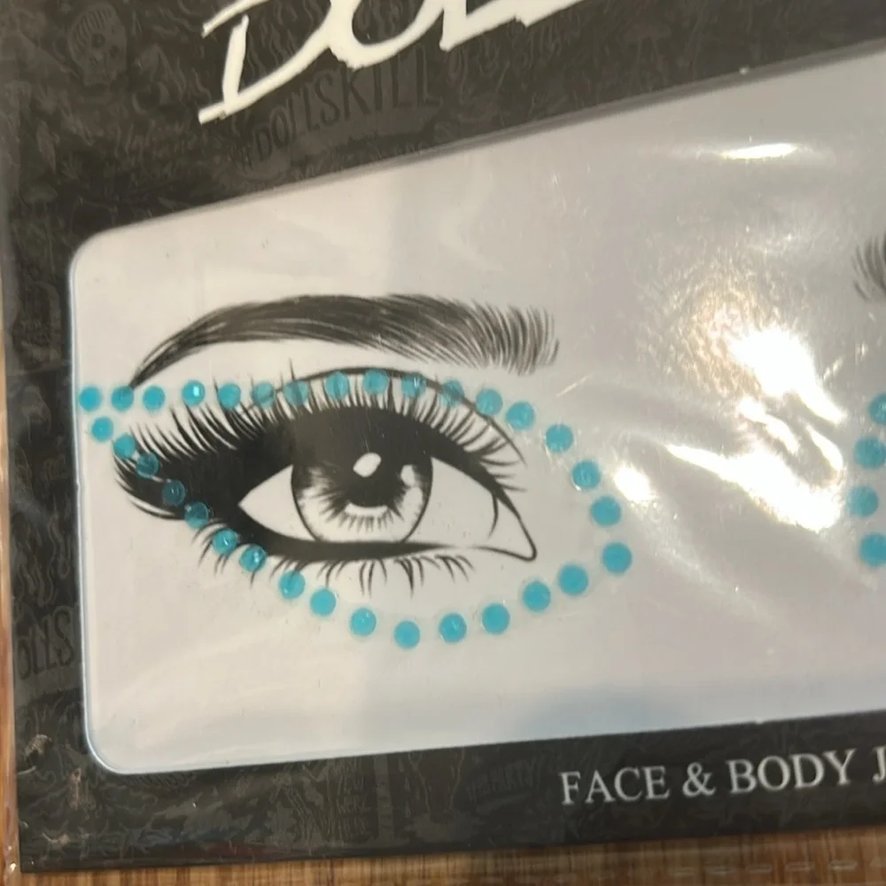 Dolls Kill Face & Body Jewels blue cat eye stickers new